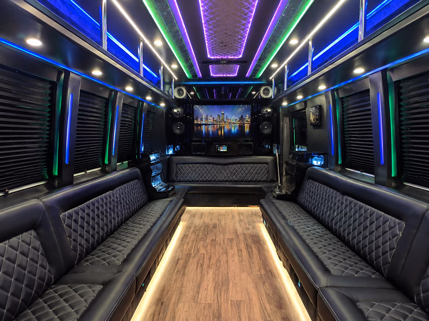 memphis 25 passenger party bus interior