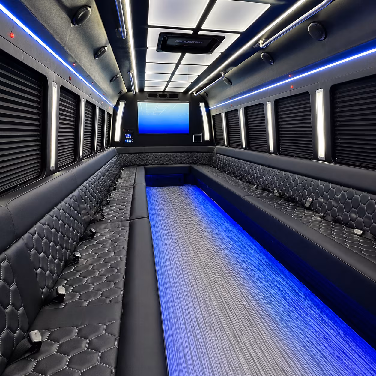 memphis 50 passenger party bus inside
